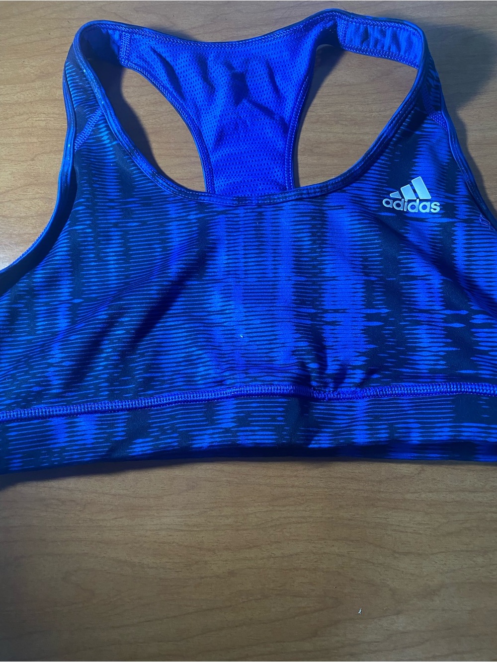 adidas Blue Patterned Racerback Sports Bra